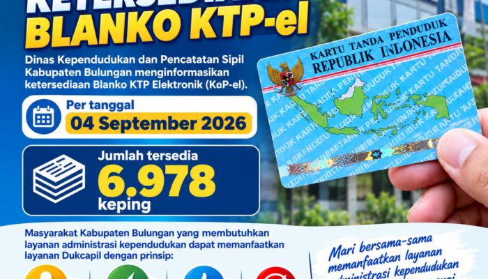 Blanko KTP-el Kabupaten Bulungan Tersedia 6.978 Keping