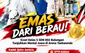 Emas dari Berau! Siswi Kelas 5 SDN 002 Bulungan Tunjukkan Mental Juara di Arena Taekwondo